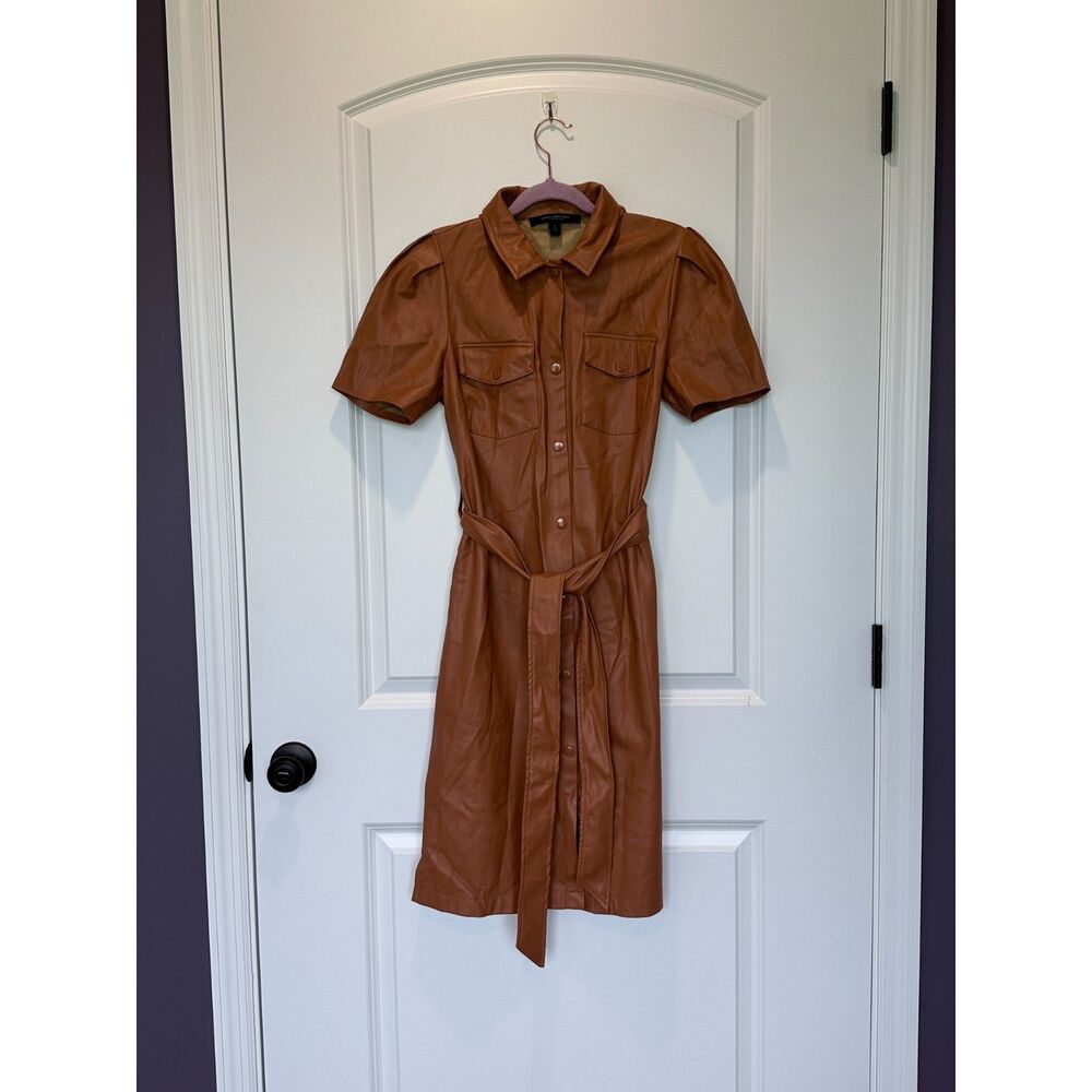MARC New York Faux Leather Shirt Dress Brown Size Small